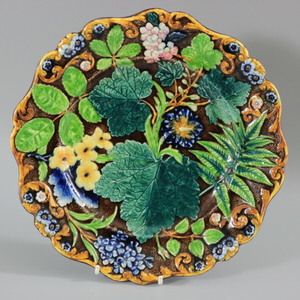 Alcock Majolica Flower And Leaf Plate