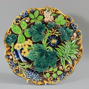 Alcock Majolica Flower And Leaf Plate