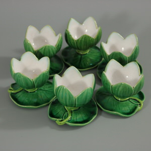 Set of 6 Minton Majolica Lily Egg Cups