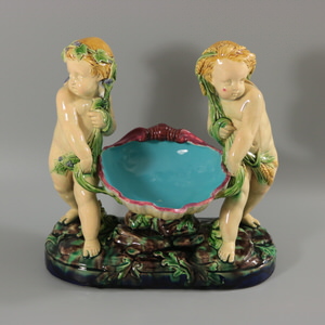 Minton Majolica Putti Shell Carriers
