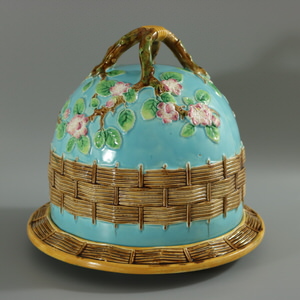 George Jones Majolica Apple Blossom Cheese Keeper