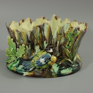 Thomas Sergent Majolica Great Tit Flower Pot