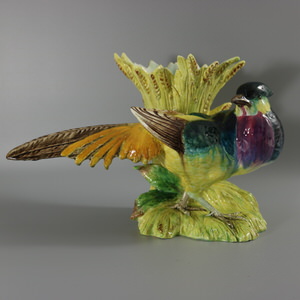 Jerome Massier Fils Majolica Pheasant Vase