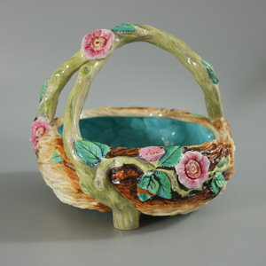 Royal Worcester Majolica Floral Basket