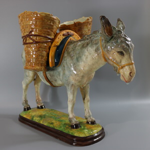 Large Delphin Massier Donkey Figural Vase