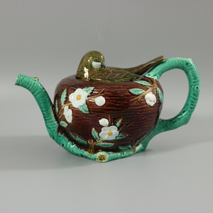 Joseph Holdcroft Majolica Bird on Nest Teapot