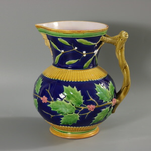 Minton Majolica Holly and Misletoe Christmas Pitcher
