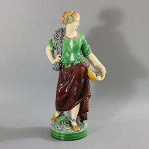 Minton Majolica Figure of a Fisherwoman