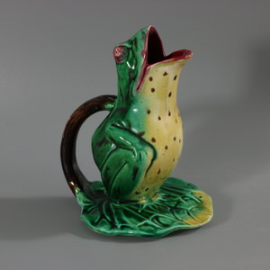 Majolica Frog on Lily Pad Jug/Pitcher