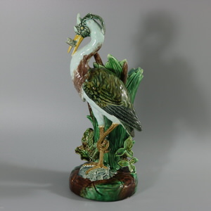 Joseph Holdcroft Majolica Heron Vase