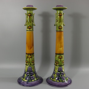 Pair Large Rare Minton Secessionist No.2 Candlesticks