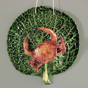 Cunha Palissy Majolica Crab Wallpocket