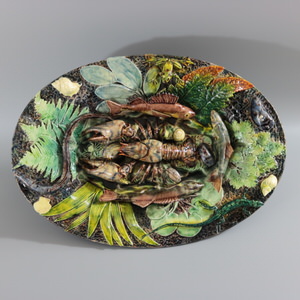 Thomas Sergent Palissy Majolica Crayfish And Fish Wall Platter