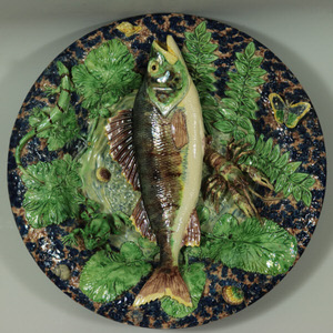 School of Paris Majolica Palissy Fish, Reptile & Butterfly Plate