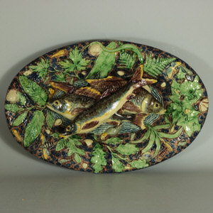 School of Paris Majolica Palissy Fish & Reptile Platter