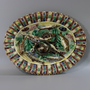 Barbizet Palissy Majolica Fish Platter