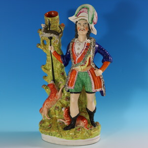 Large Staffordshire Pottery Otter Hunter Spill Vase