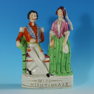 Staffordshire Florence Nightingale with Soldier Figure
