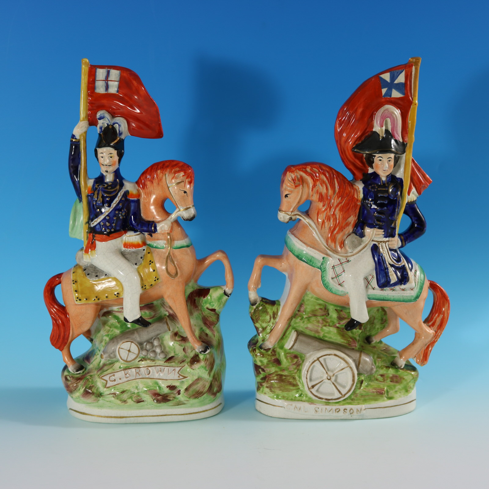 Pair Staffordshire 'Simpson & Brown' Generals on Horseback - ID#19928 Image 1