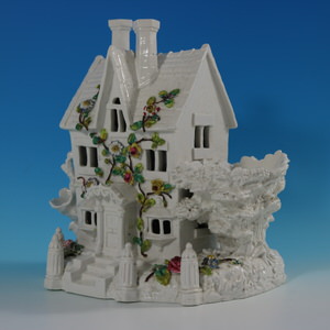 Large Porcellaneous Staffordshire House Spill Vase