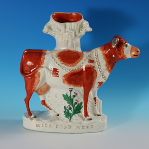 Staffordshire Pottery 'Milk Sold Here' Cow Spill Vase