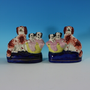 Pair Staffordshire Spaniel and Pups in Wash Baskets