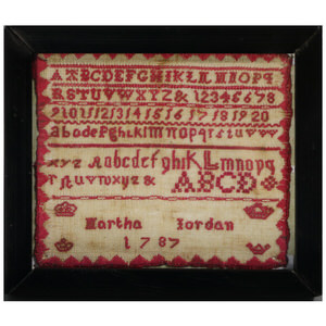 Antique Miniature Sampler, 1787 by Martha Jordan