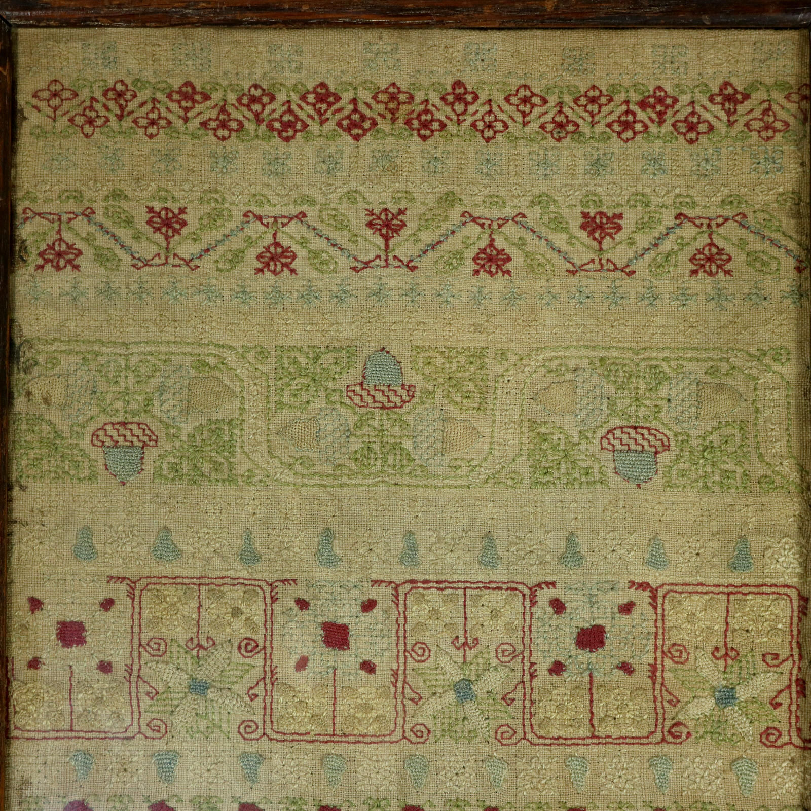 17thC Antique Band Sampler with Whitework, by S.F - ID#23111 Image 2