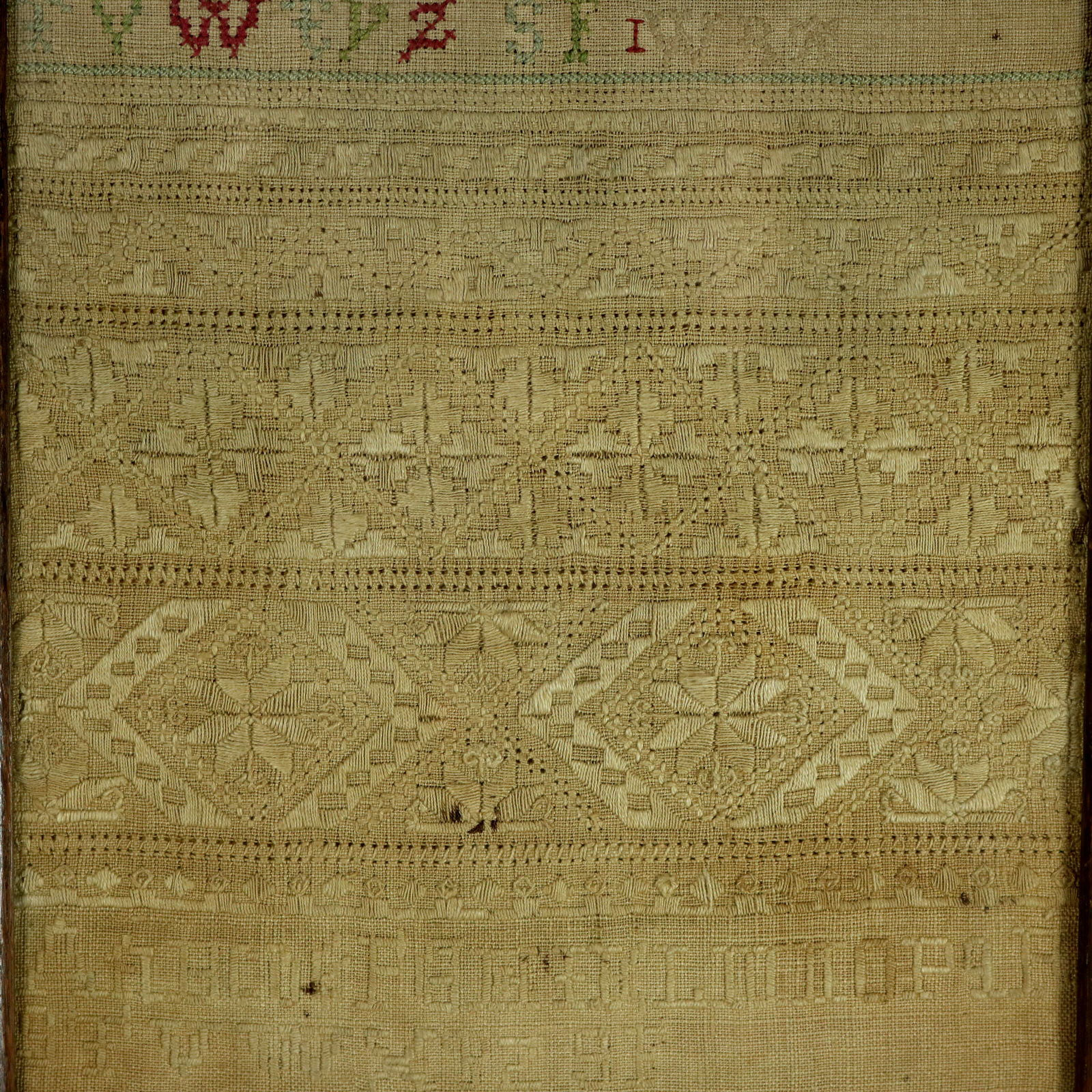 17thC Antique Band Sampler with Whitework, by S.F - ID#23111 Image 4