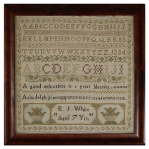 Antique Norfolk Sampler, 1845, by EJ White