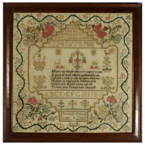 Antique Norfolk Sampler, 1823, by Elizabeth Fisher