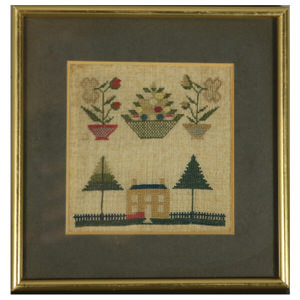 Antique Miniature Sampler with House