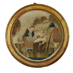 Antique Georgian Applique Embroidery of a Country Scene