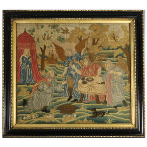 Early 18th Century Needlework Picture Depicting Angels