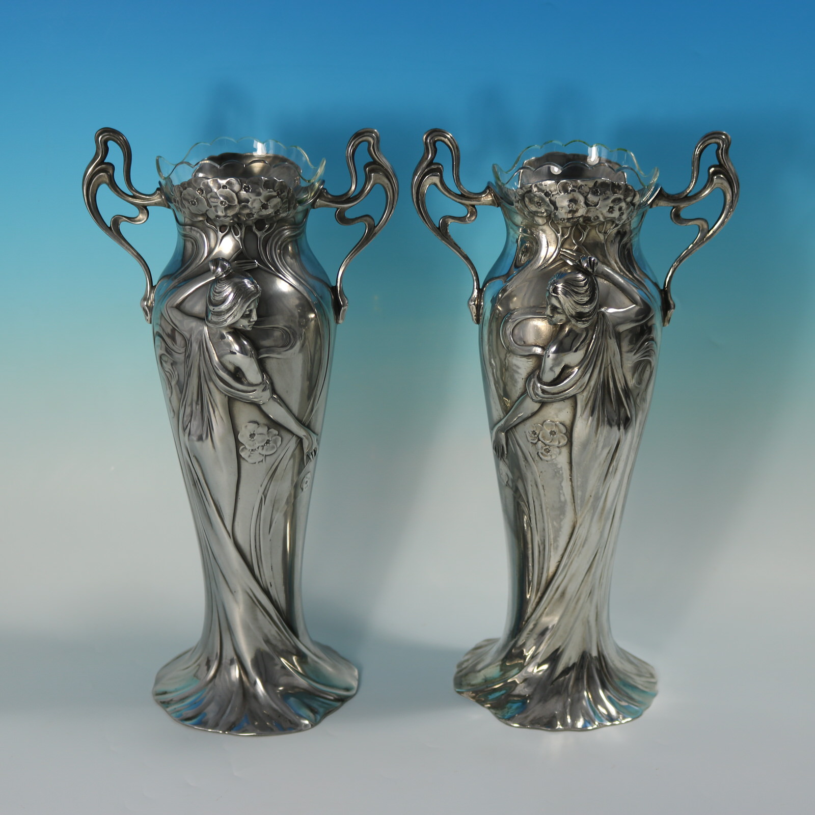 Pair of Art Nouveau WMF Maiden Vases - ID#23168 Image 1