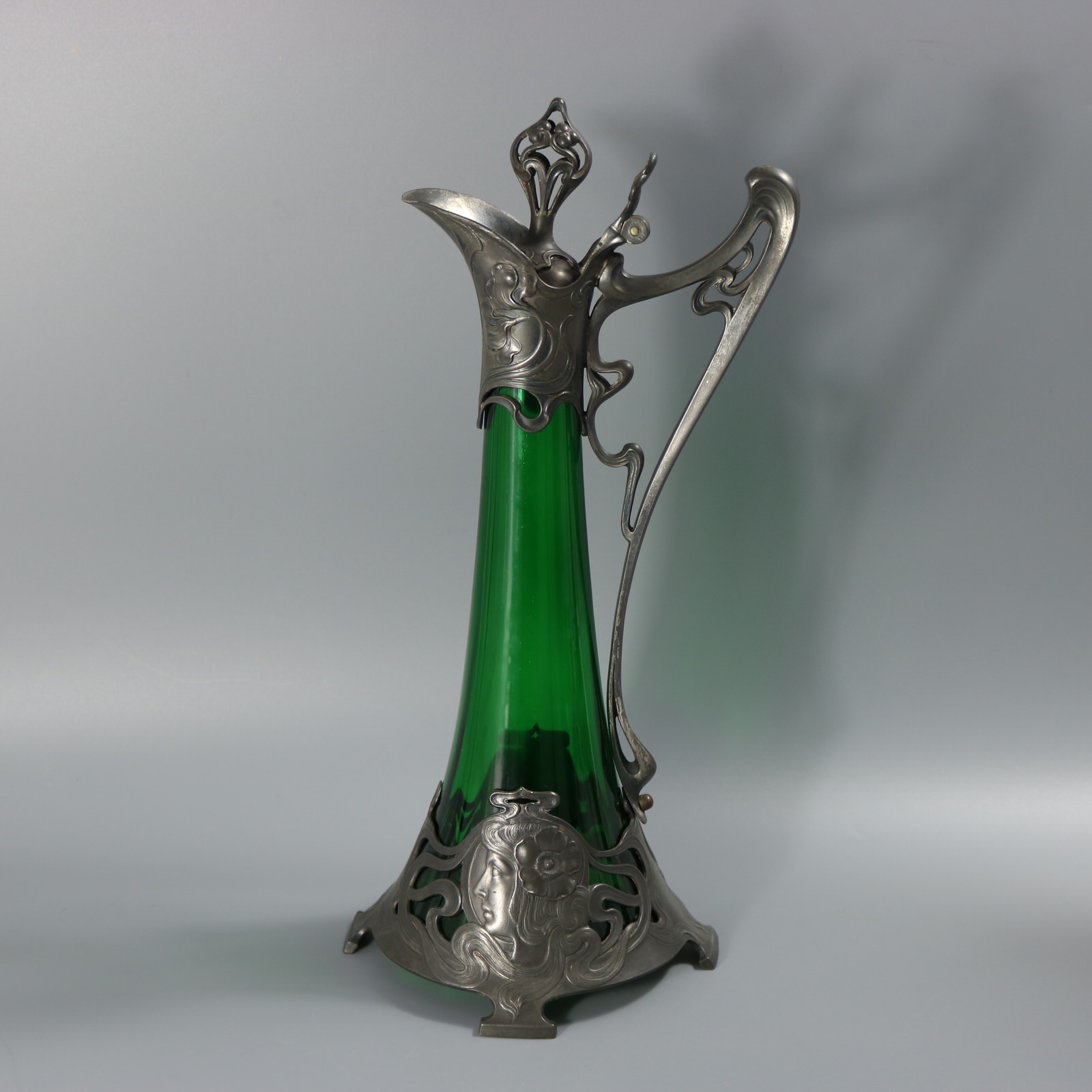 Art Nouveau WMF Claret Jug with Green Glass Liner - ID#23244 Image 1