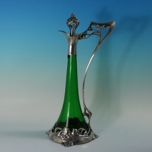 WMF Silver Plated Claret Jug with Green Glass Liner