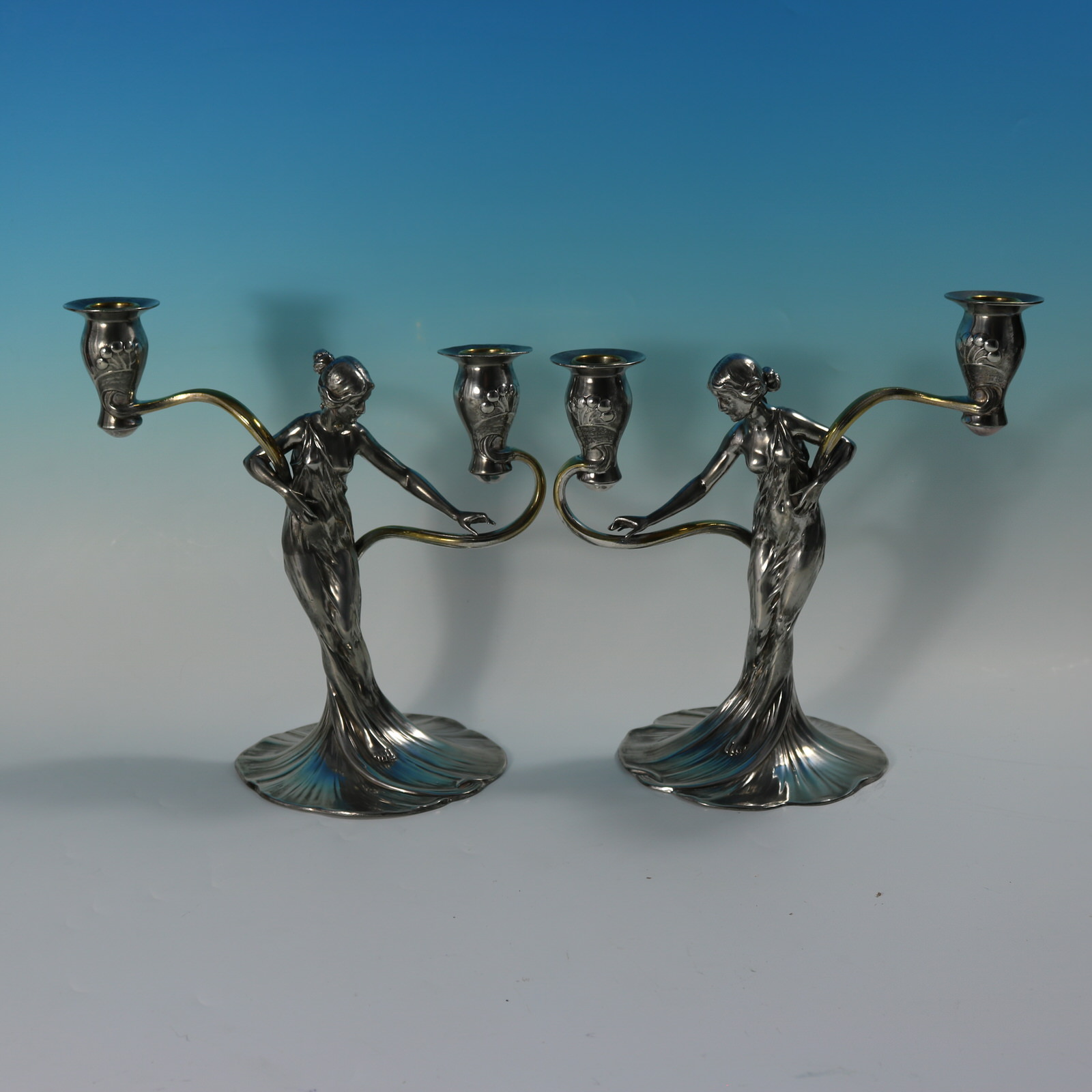 Pair of WMF Maidens Figural Candlesticks - ID#23271 Image 1