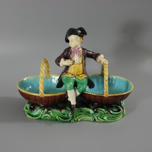Rare Minton Majolica Figure with Baskets