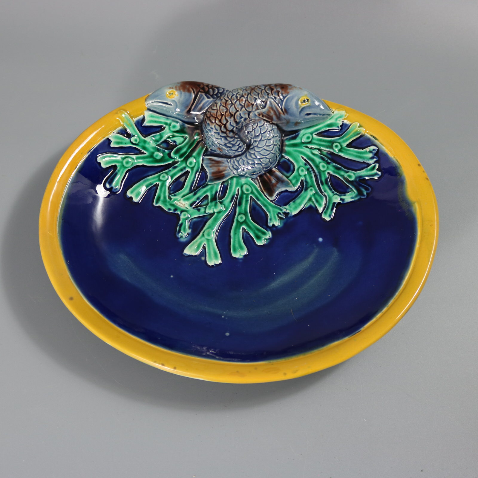 Joseph Holdcroft Majolica Fish on Coral Dish - ID#22810 Image 1
