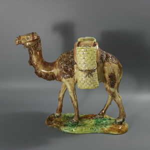 Delphin Massier Majolica Camel Figural Vase