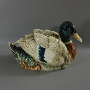 Continental Majolica Mallard Duck Planter