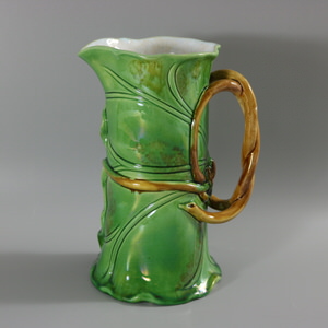 Minton Majolica Lily Leaves Jug/Pitcher