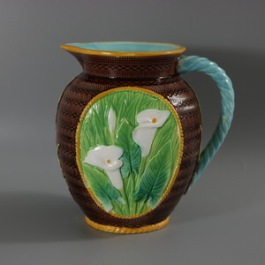 George Jones Majolica Calla Lily Pitcher