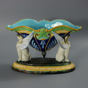 George Jones Majolica Egyptian-style Sphinx Bowl