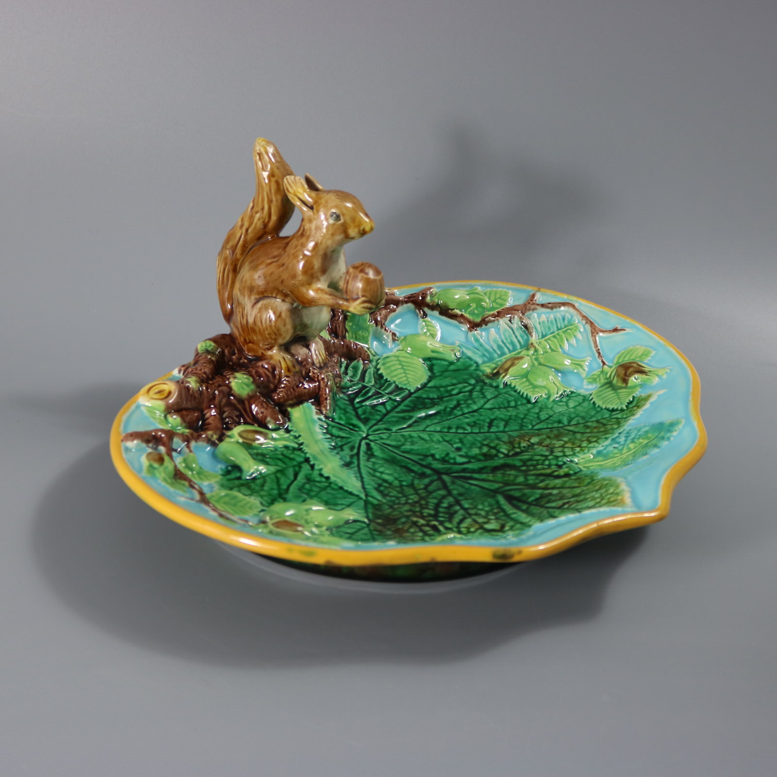 George Jones Majolica Squirrel Nut Dish - ID#23212 Image 1