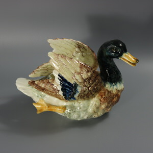Delphin Massier Majolica Mallard Duck Planter