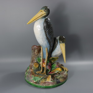 Brown Westhead Moore & Co Majolica Storks Vase