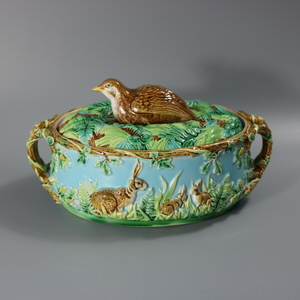 George Jones Majolica Partridge Game Dish