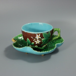 Minton Majolica Leafage Cup and Saucer